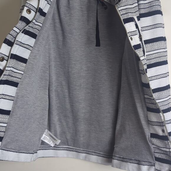 Oversized Breton Stripe Anorak Nautical Preppy Coat Jacket Women's XS - Picture 14 of 16